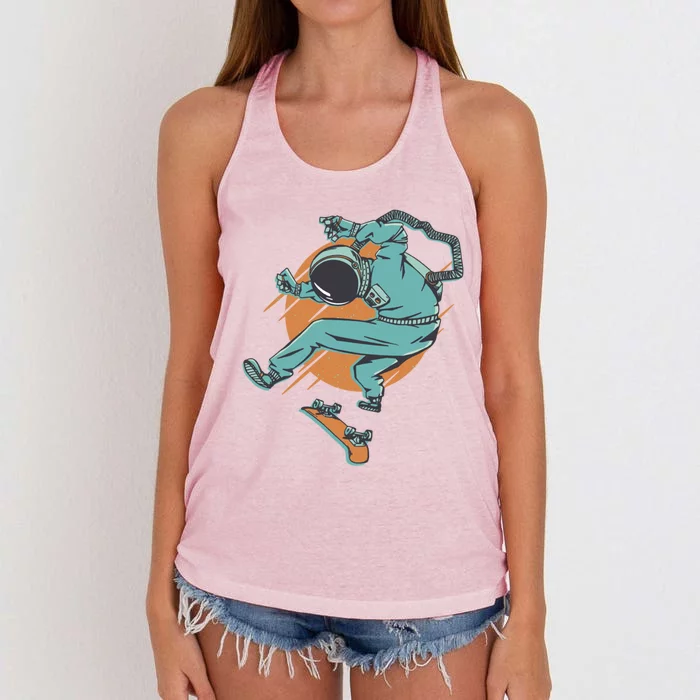 Astronaut Skateboard Skater Skateboarding Skateboarder Gift Women's Knotted Racerback Tank