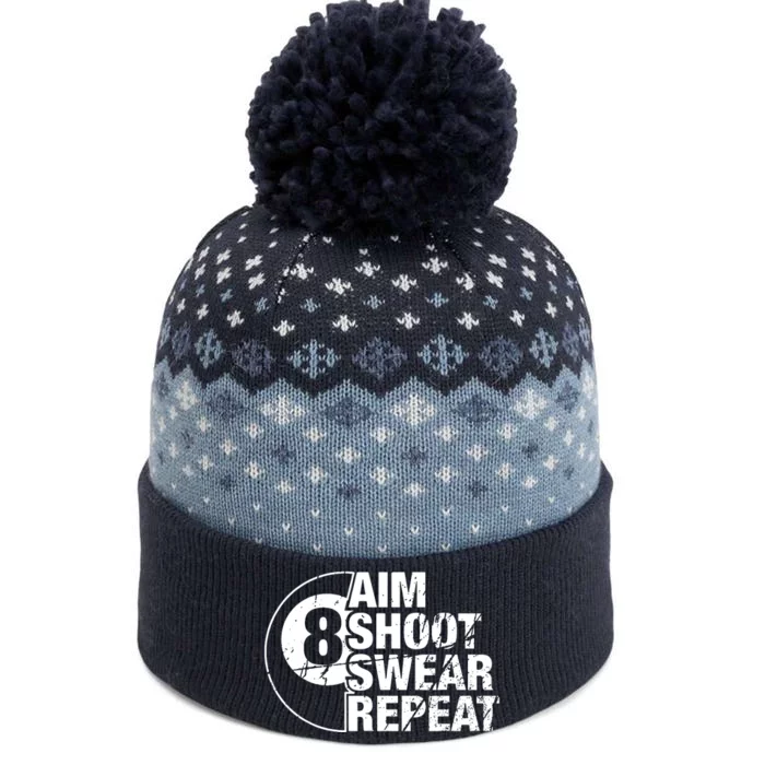 Aim Shoot Swear Repeat 8 Ball Pool Billiards Player The Baniff Cuffed Pom Beanie