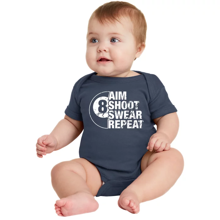 Aim Shoot Swear Repeat 8 Ball Pool Billiards Player Baby Bodysuit