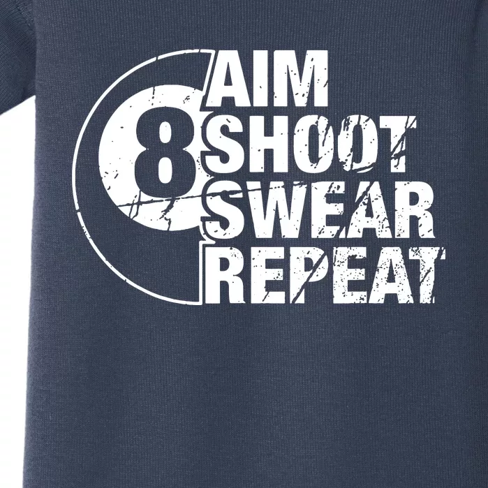 Aim Shoot Swear Repeat 8 Ball Pool Billiards Player Baby Bodysuit