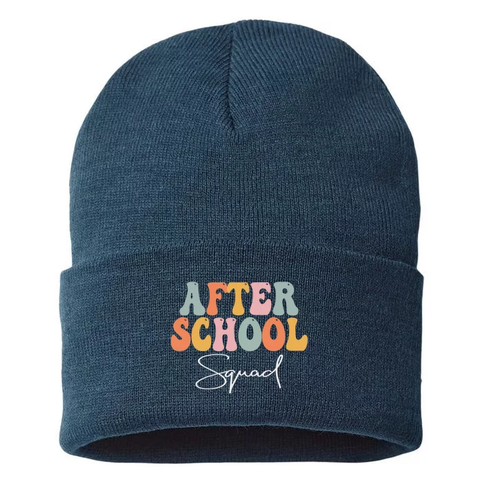 After School Squad Retro Groovy Vintage First Day Of School Sustainable Knit Beanie