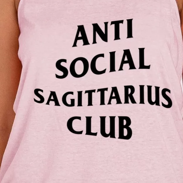 Anti Social Sagittarius Club Birth Sign Sagittarius Zodiac Gift Women's Knotted Racerback Tank