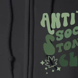 Anti Social Stoner Club Funny Weed Quote Smoking Full Zip Hoodie