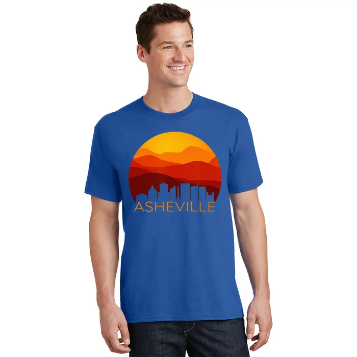 Asheville Sunset Silhouette Art Blue Ridge Mountains NC Gift T-Shirt