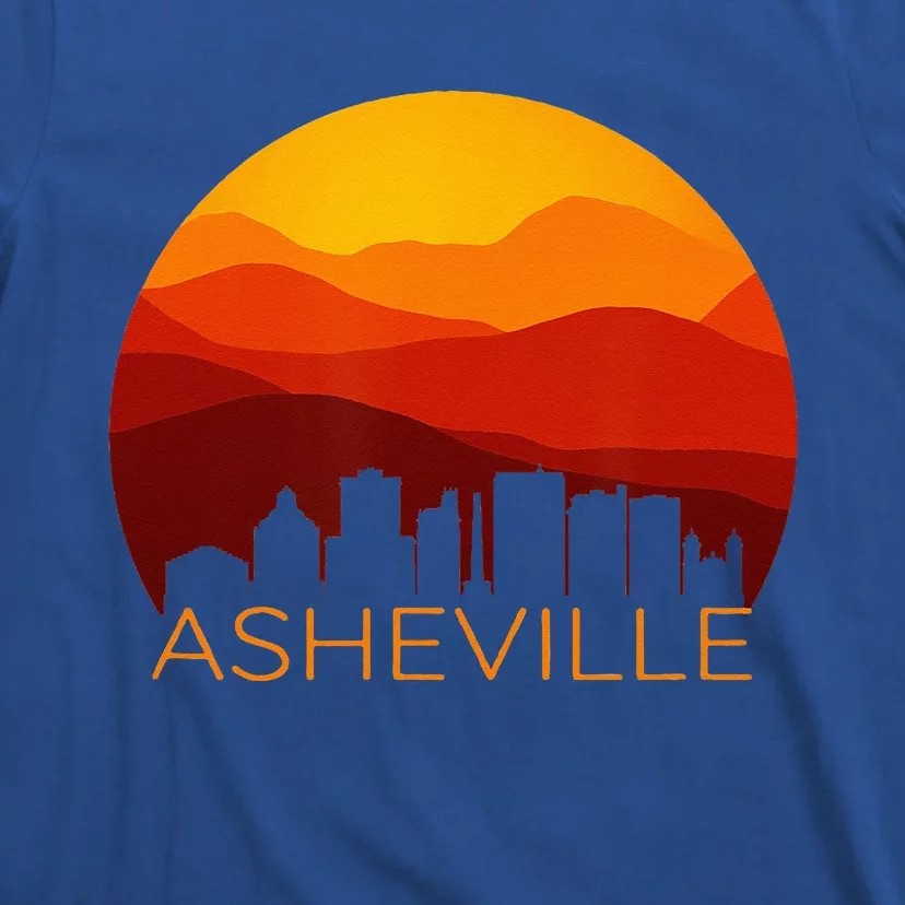 Asheville Sunset Silhouette Art Blue Ridge Mountains NC Gift T-Shirt