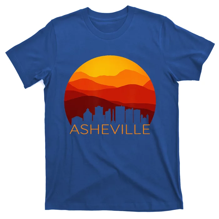 Asheville Sunset Silhouette Art Blue Ridge Mountains NC Gift T-Shirt