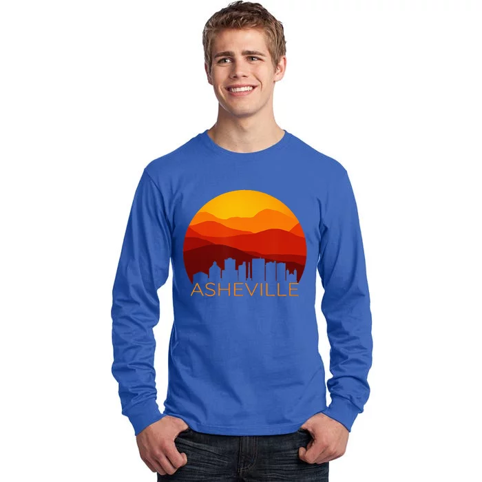 Asheville Sunset Silhouette Art Blue Ridge Mountains NC Gift Tall Long Sleeve T-Shirt