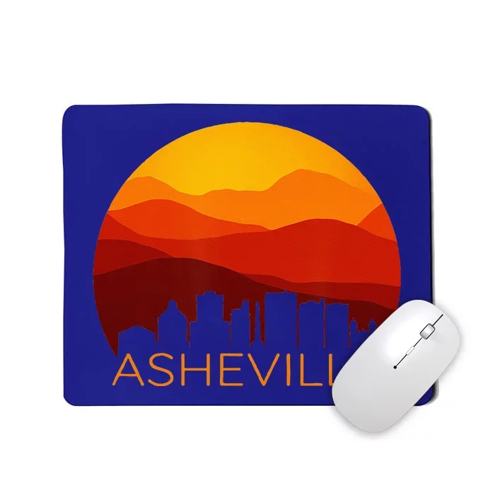 Asheville Sunset Silhouette Art Blue Ridge Mountains NC Gift Mousepad