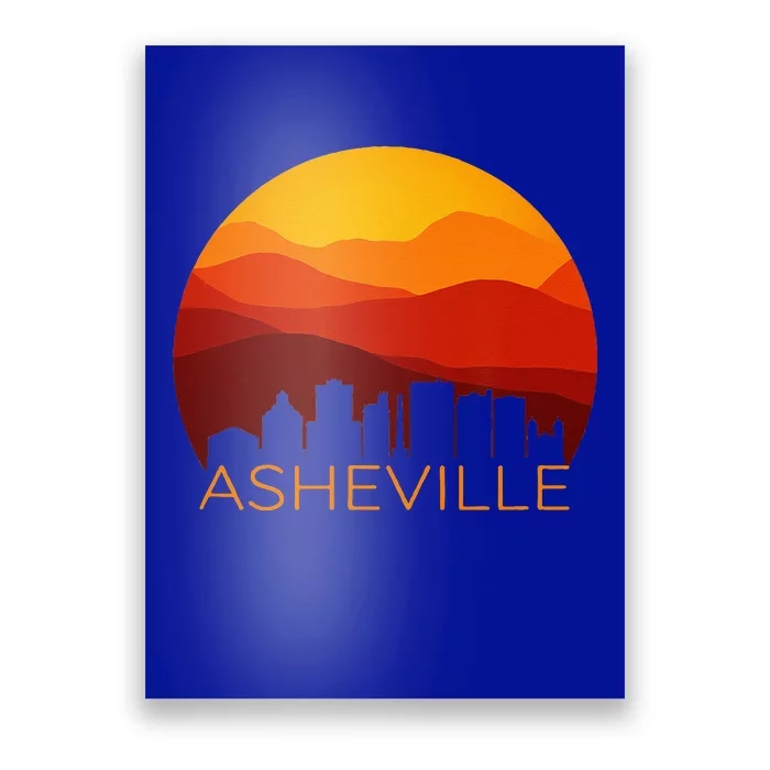 Asheville Sunset Silhouette Art Blue Ridge Mountains NC Gift Poster