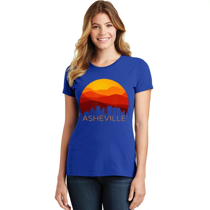 Asheville Sunset Silhouette Art Blue Ridge Mountains NC Gift Women's T-Shirt