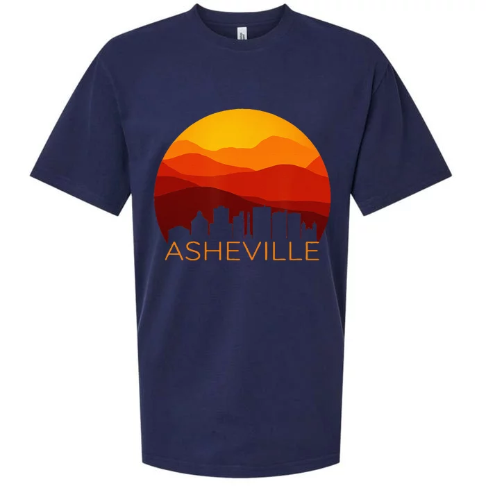 Asheville Sunset Silhouette Art Blue Ridge Mountains NC Gift Sueded Cloud Jersey T-Shirt