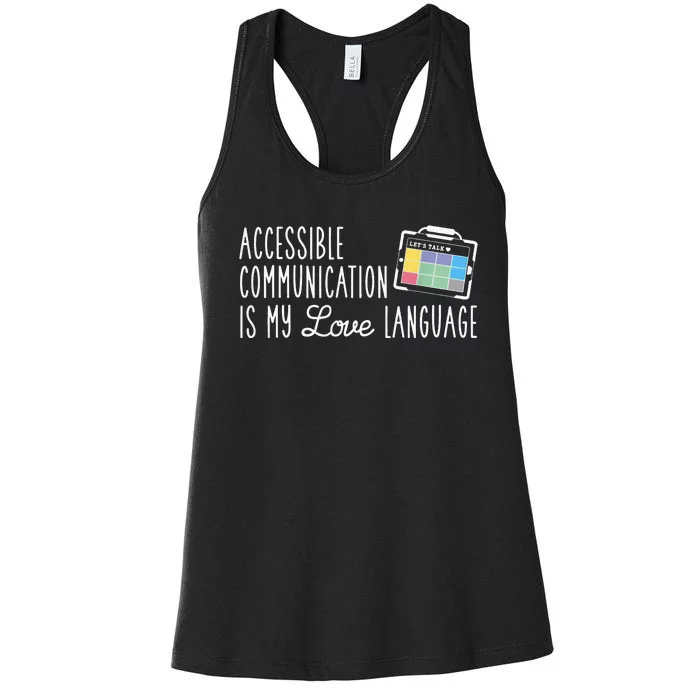 Aac Slp Speech Therapy Aac Communication Device For Autism Women's Racerback Tank