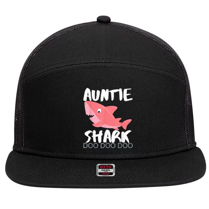 Auntie Shark Shirt Gifts From Niece Nephew 7 Panel Mesh Trucker Snapback Hat