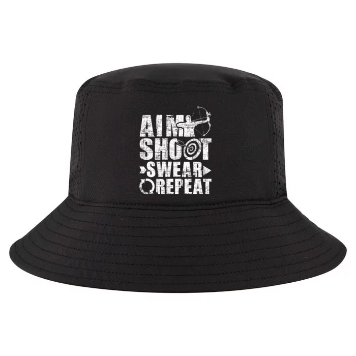 Aim Shoot Swear Repeat Bow Arrow Archery Archer Bowhunter Cool Comfort Performance Bucket Hat