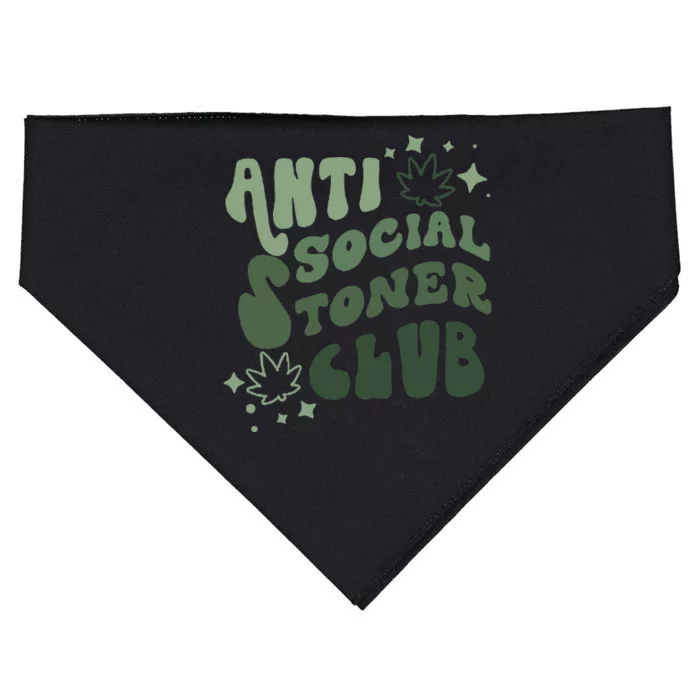 Anti Social Stoner Club Funny Weed Quote Smoking USA-Made Doggie Bandana