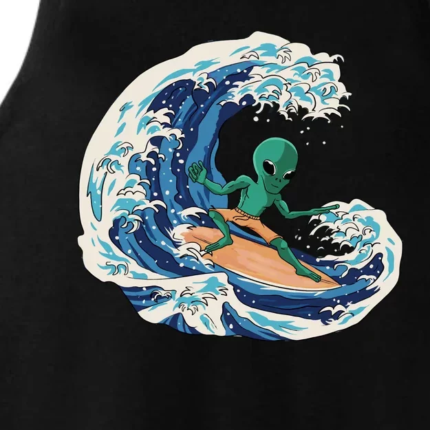 Alien Surfing Summer Surfer Ladies Tri-Blend Wicking Tank