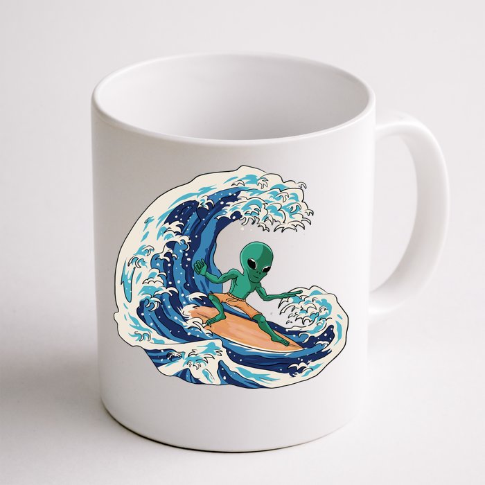 Alien Surfing Summer Surfer Front & Back Coffee Mug