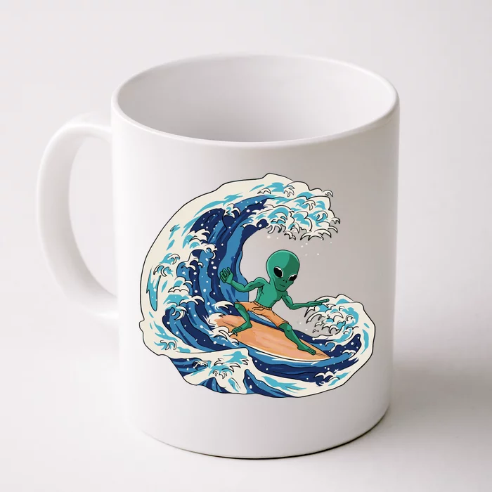 Alien Surfing Summer Surfer Front & Back Coffee Mug