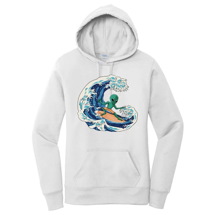 Alien Surfing Summer Surfer Women's Pullover Hoodie