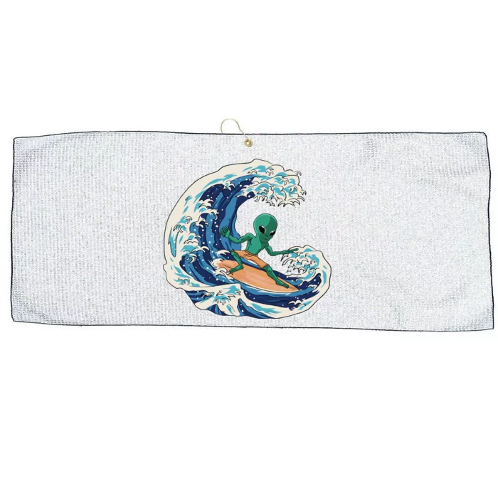 Alien Surfing Summer Surfer Large Microfiber Waffle Golf Towel