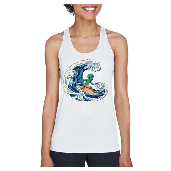 Alien Surfing Summer Surfer Women's Racerback Tank