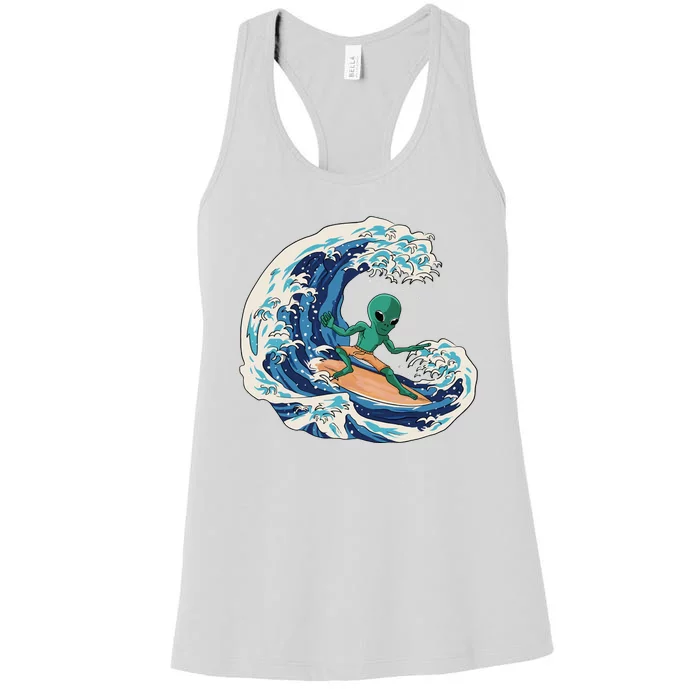 Alien Surfing Summer Surfer Women's Racerback Tank