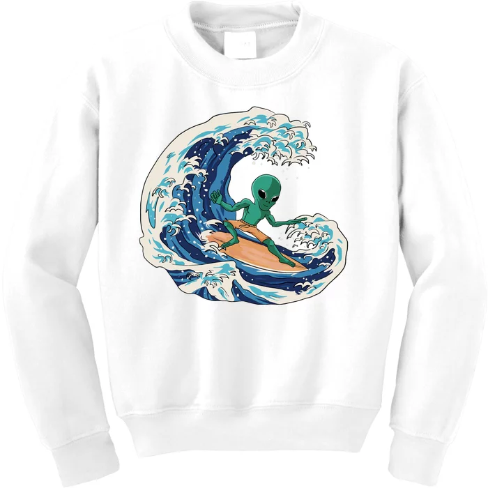 Alien Surfing Summer Surfer Kids Sweatshirt