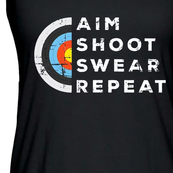 Aim Shoot Swear Repeat Archery Costume Archer Gift Archery Ladies Essential Flowy Tank