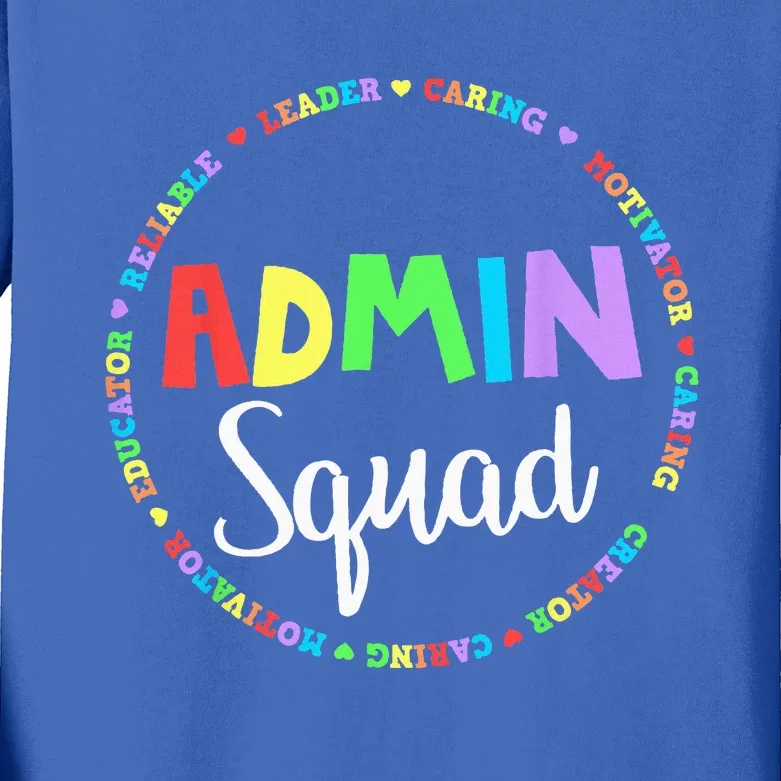 Admin Squad School Assistant Principal Crew Administrator Kids Long Sleeve Shirt