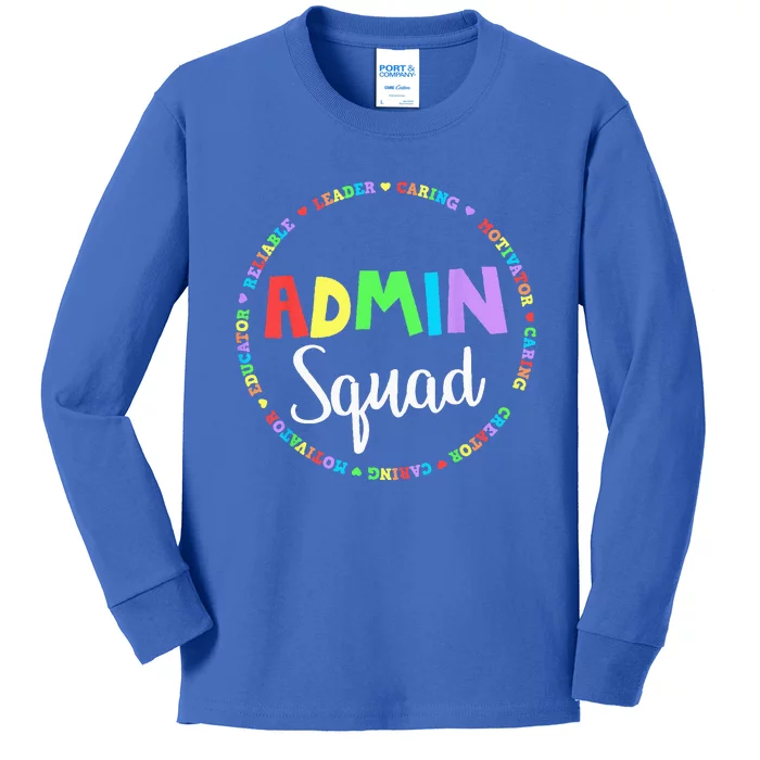 Admin Squad School Assistant Principal Crew Administrator Kids Long Sleeve Shirt