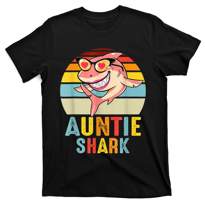 Auntie Shark Shirt Shark Family Happy Mother's Day Vintage T-Shirt