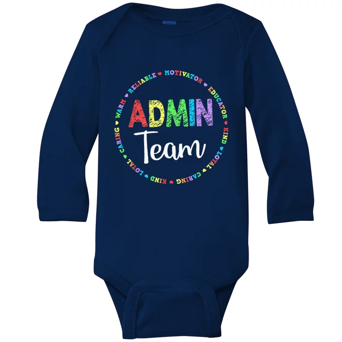 Admin Squad School Assistant Principal Team Administrator Baby Long Sleeve Bodysuit