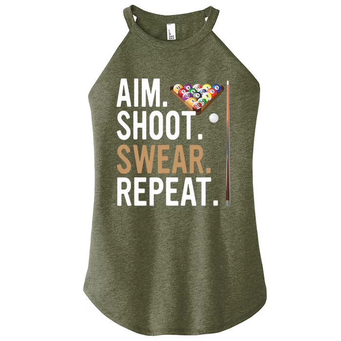 Aim Shoot Swear Repeat - Pool Billiard Women’s Perfect Tri Rocker Tank