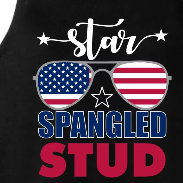 America Star Spangled Stud Graphic Funny Gift Ladies Tri-Blend Wicking Tank