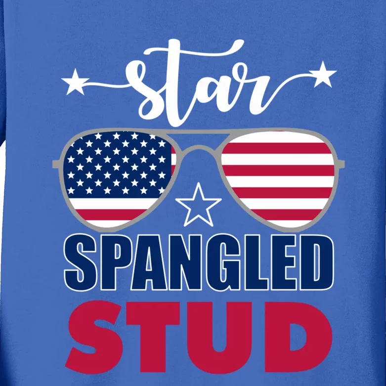 America Star Spangled Stud Graphic Funny Gift Kids Long Sleeve Shirt