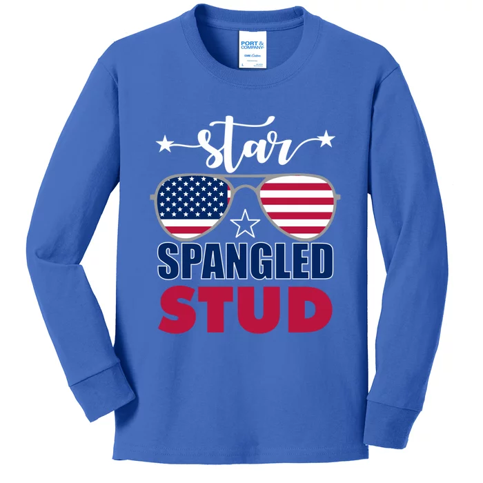 America Star Spangled Stud Graphic Funny Gift Kids Long Sleeve Shirt