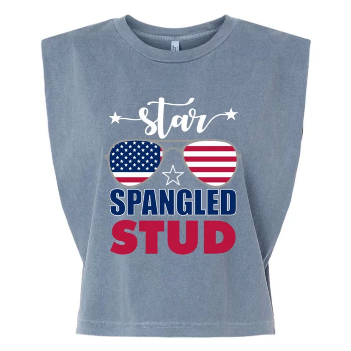 America Star Spangled Stud Graphic Funny Gift Garment-Dyed Women's Muscle Tee