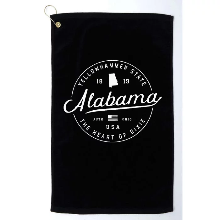 Alabama State Slogan Travel Vacation Platinum Collection Golf Towel