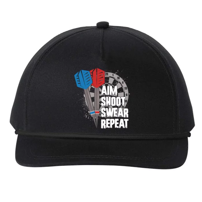 Aim Shoot Swear Repeat Dart Game Snapback Five-Panel Rope Hat