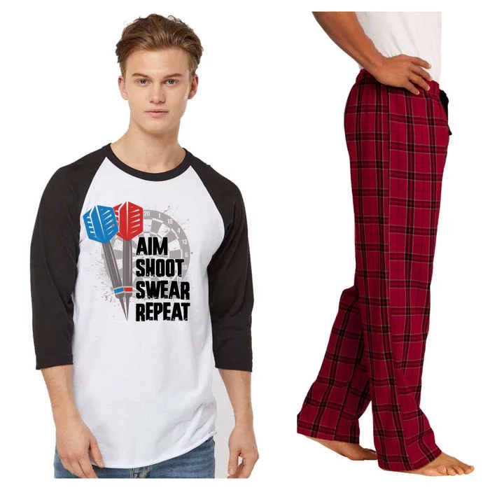 Aim Shoot Swear Repeat Dart Game Raglan Sleeve Pajama Set