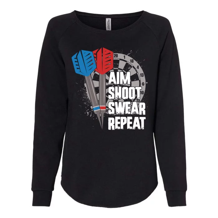 Aim Shoot Swear Repeat Dart Game Womens California Wash Sweatshirt