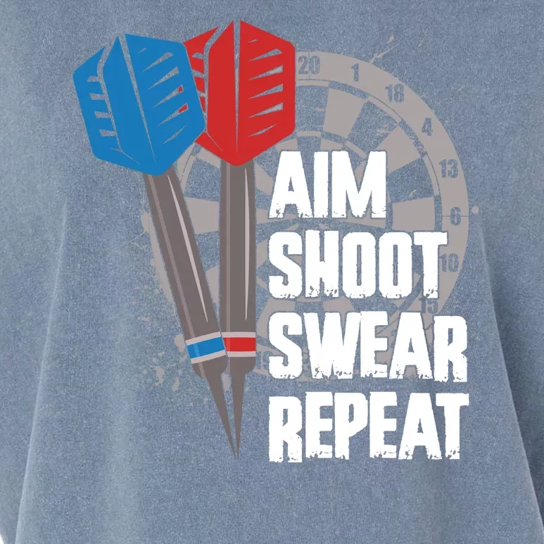 Aim Shoot Swear Repeat Dart Game Garment-Dyed Women's Muscle Tee