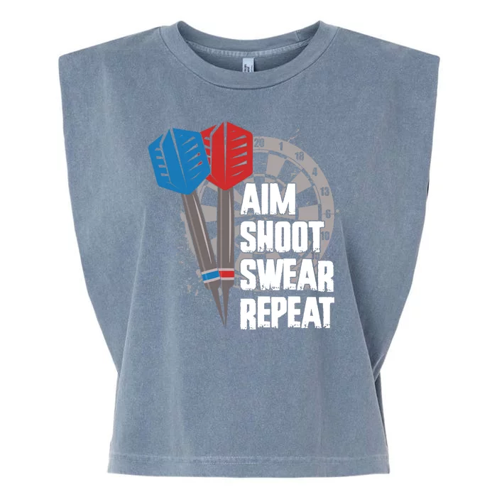 Aim Shoot Swear Repeat Dart Game Garment-Dyed Women's Muscle Tee