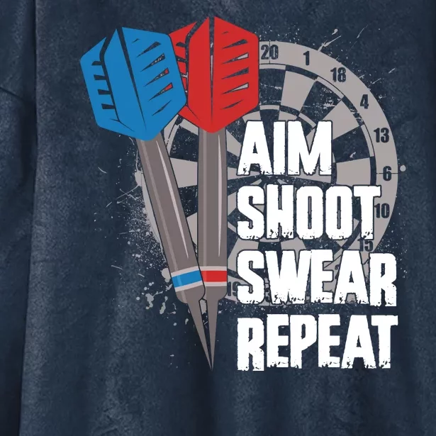 Aim Shoot Swear Repeat Dart Game Hooded Wearable Blanket