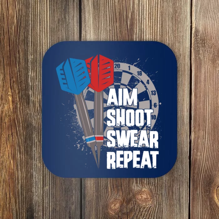 Aim Shoot Swear Repeat Dart Game Coaster