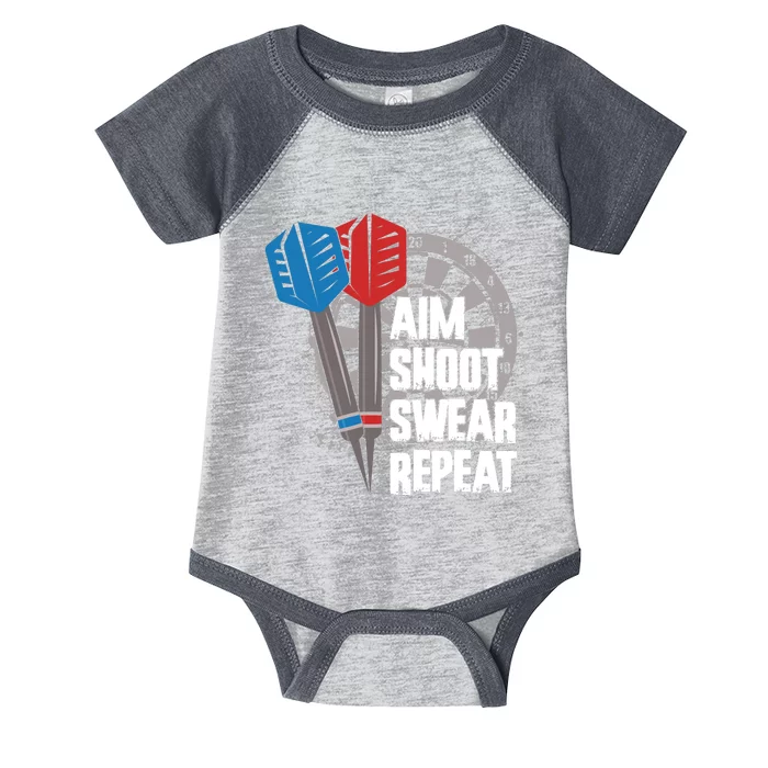 Aim Shoot Swear Repeat Dart Game Infant Baby Jersey Bodysuit