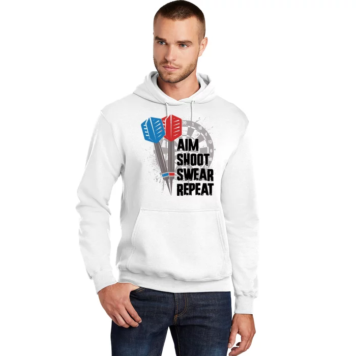 Aim Shoot Swear Repeat Dart Game Hoodie