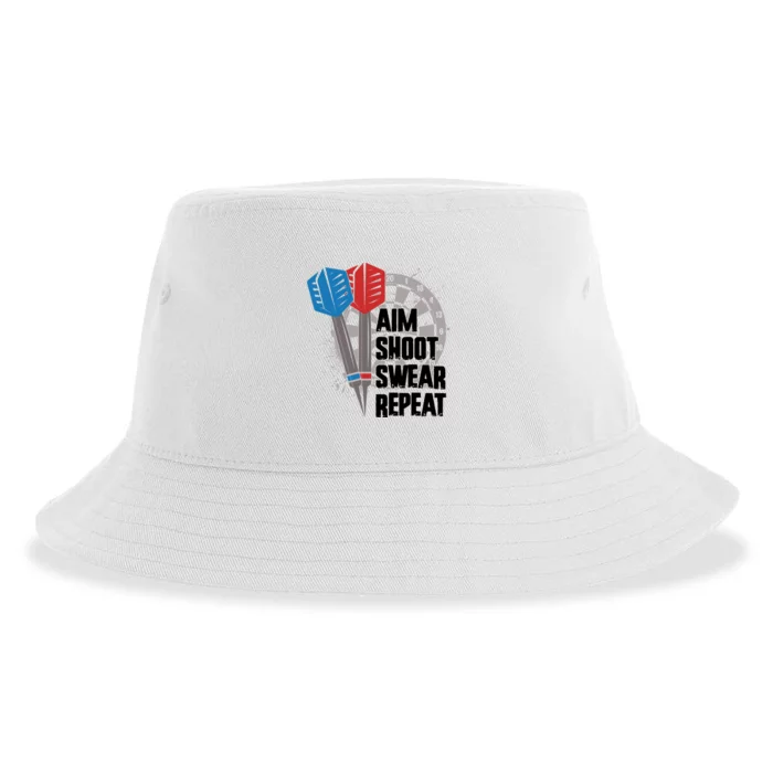 Aim Shoot Swear Repeat Dart Game Sustainable Bucket Hat