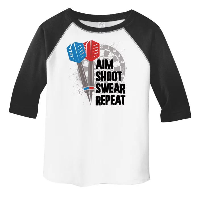 Aim Shoot Swear Repeat Dart Game Toddler Fine Jersey T-Shirt