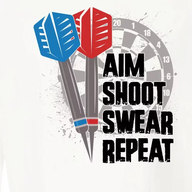 Aim Shoot Swear Repeat Dart Game Cropped Pullover Crew